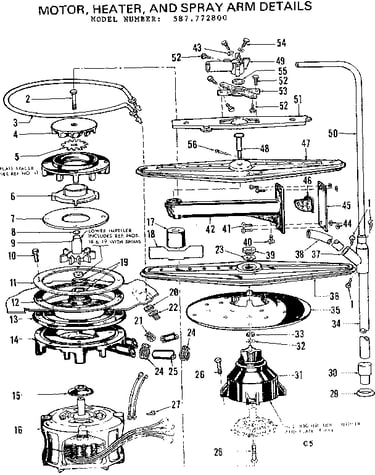 Motor, heater, and spray arm details
