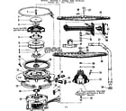 Kenmore 587773301 motor, heater & spray arm details diagram