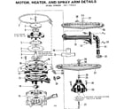 Kenmore 587775310 motor, heater, and spray arm details diagram