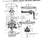 Kenmore 587775311 motor, heater, and spray arm details diagram