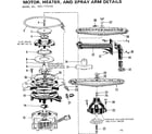 Kenmore 587775510 motor, heater, and spray arm details diagram
