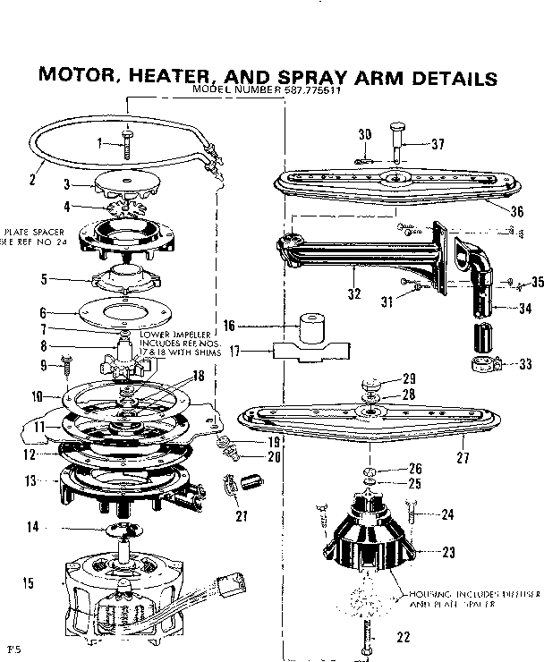 Motor, heater, and spray arm details