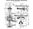 Kenmore 587777510 motor, heater, and spray arm details diagram