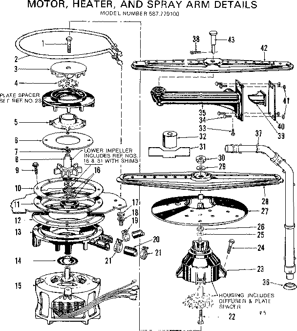 MOTOR,HEATER, AND SPRAY ARM DETAILS