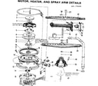 Kenmore 587779205 motor heater and spray arm details diagram