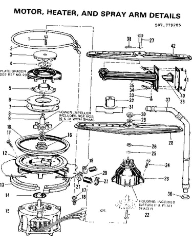 Motor heater and spray arm details