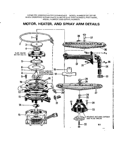 Motor, heater and spray arm details