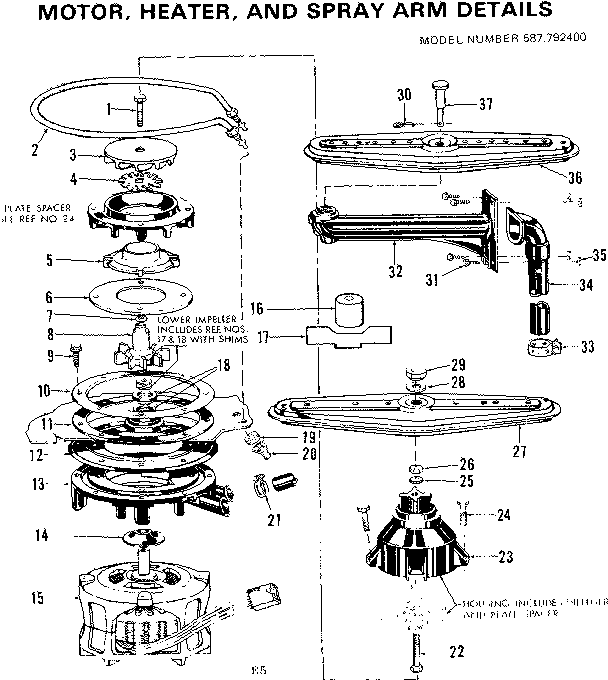 MOTOR HEATER AND SPRAY ARM DETAILS