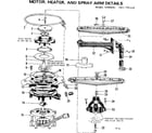 Kenmore 587795310 motor heater and spray arm details diagram