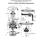 Kenmore 587795410 motor heater and spray arm details diagram