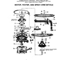 Kenmore 587795411 motor heater and spray arm details diagram