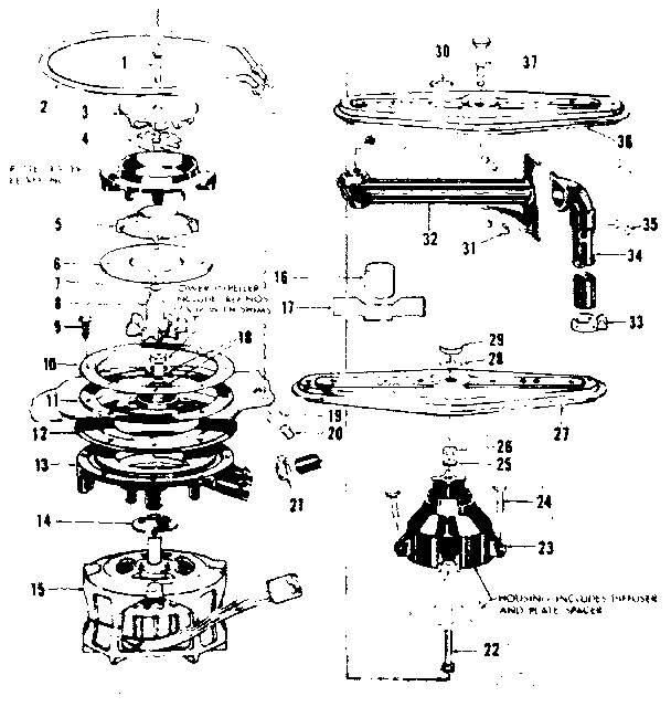 Motor, heater, and spray arm details