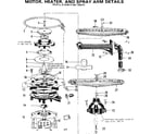 Kenmore 587795610 motor, heater, and spray arm details diagram