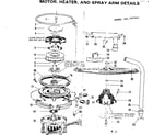 Kenmore 587797000 motor, heater & spray arm details diagram