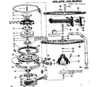 Kenmore 587797200 motor, heater & spray arm details diagram