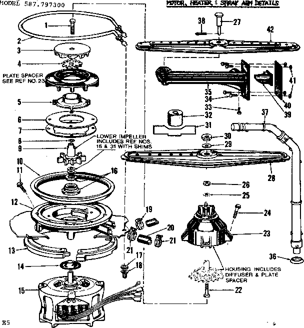 Motor, heater & spray arm details
