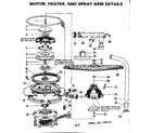 Kenmore 587798210 motor, heater & spray arm details diagram