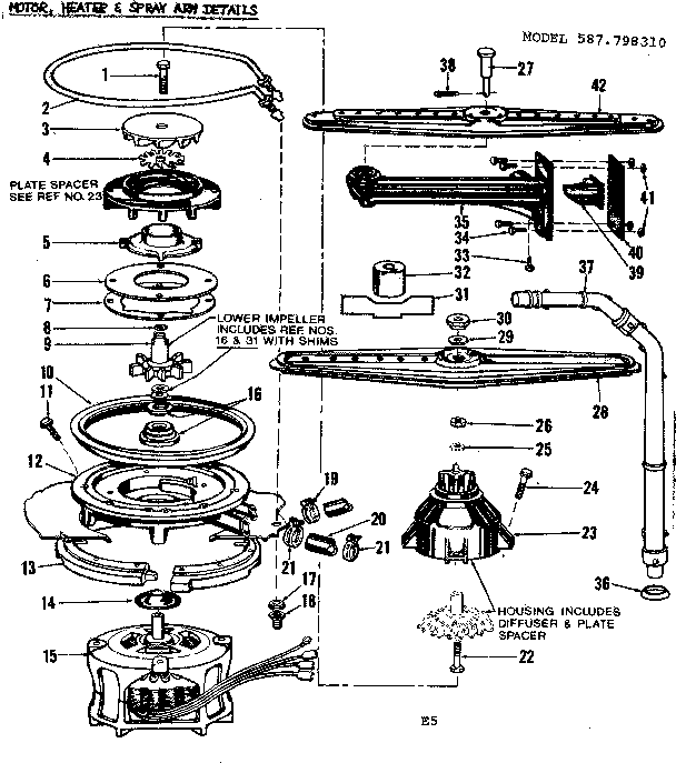 Motor, heater & spray arm details