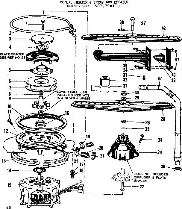 Motor, heater & spray arm details