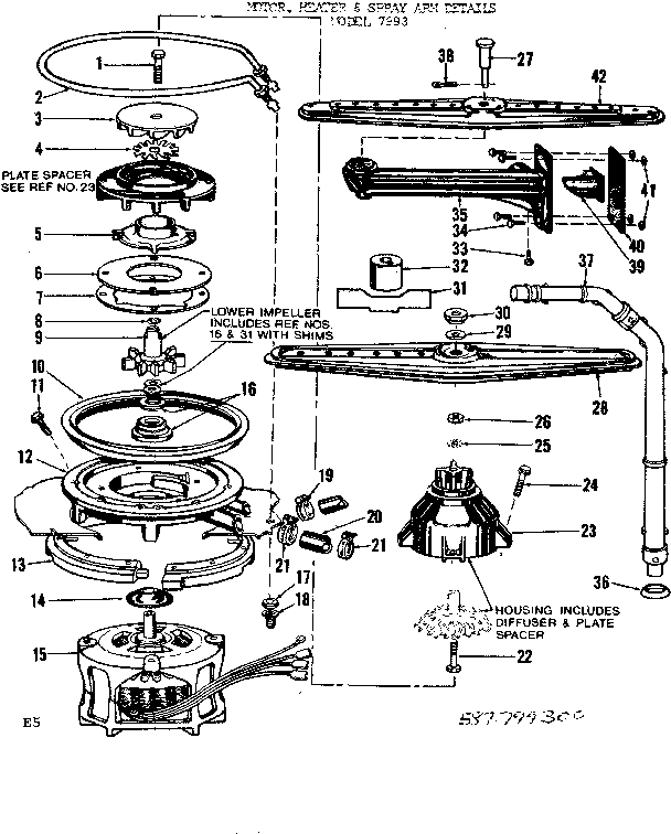 MOTOR, HEATER & SPRAY ARM DETAILS