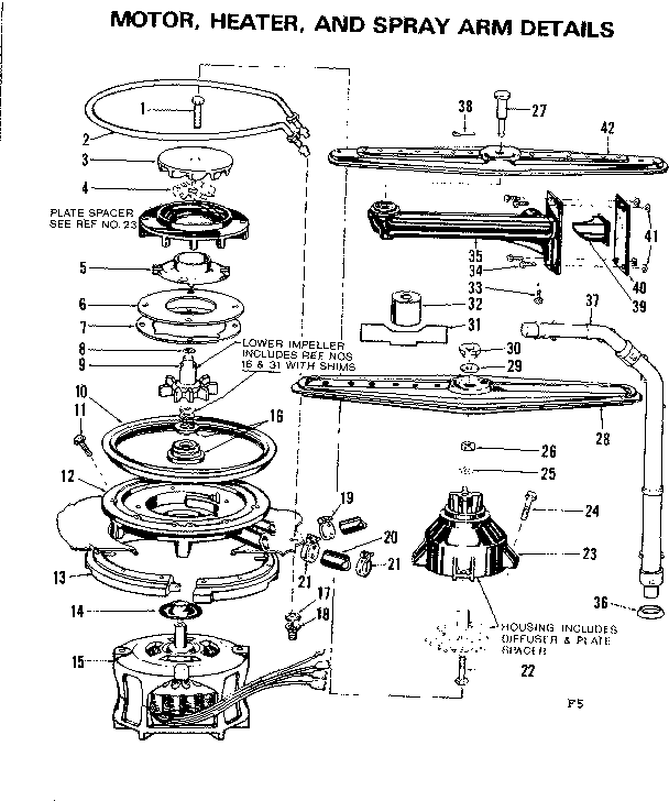 Motor, heater, & spray arm det.