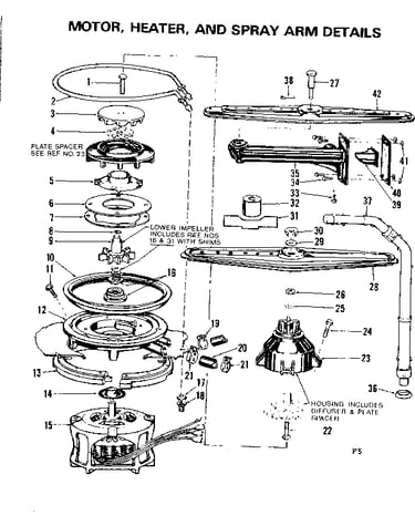 Motor, heater, & spray arm det.