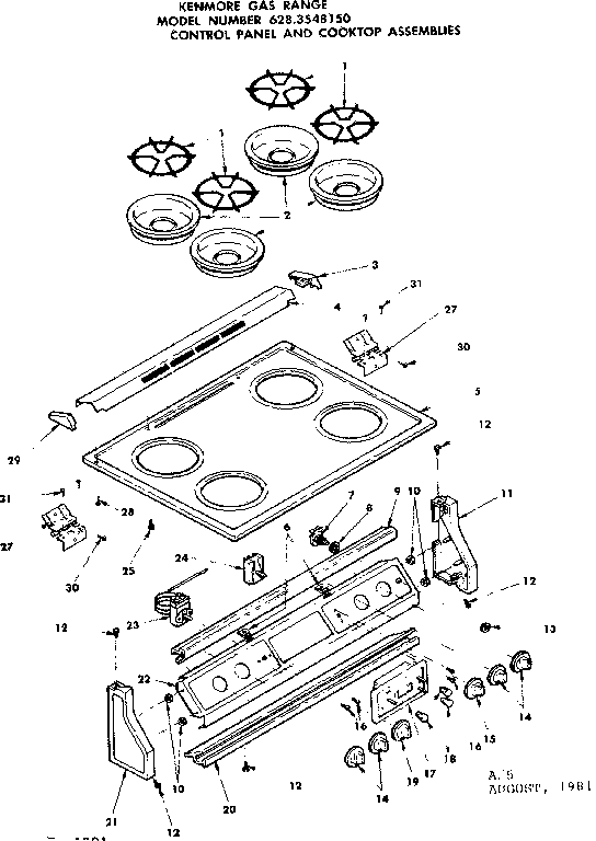 CONTROL PANEL AND COOKTOP ASSEMBLIES