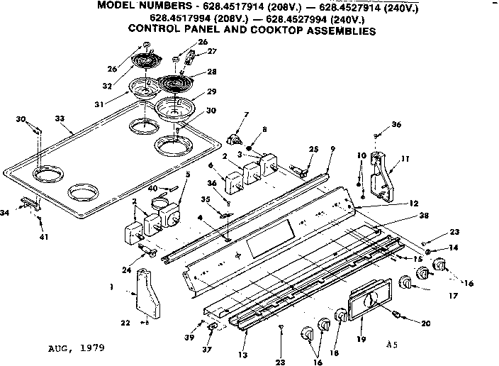 Control panel and cooktop assemblies