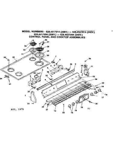 Control panel and cooktop assemblies