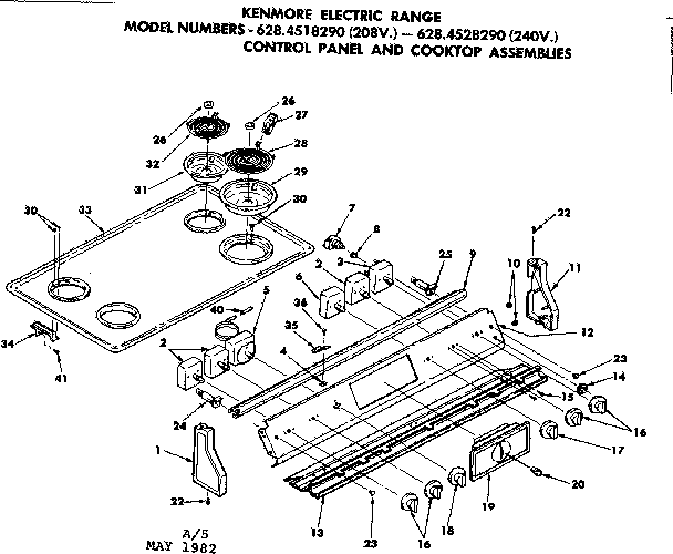 Control panel and cooktop assemblies