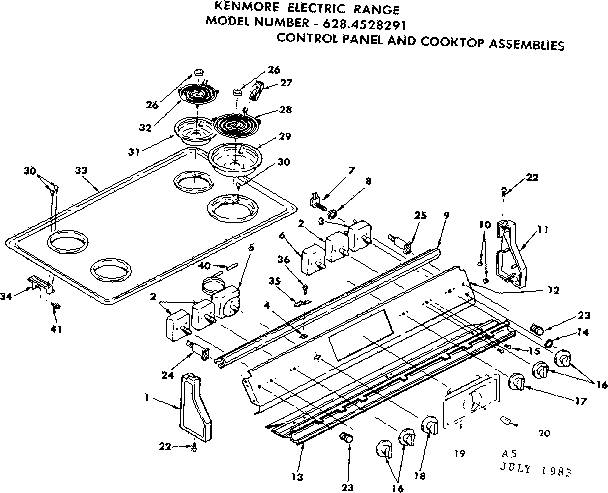 Control panel and cooktop assemblies