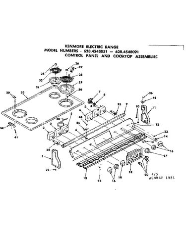 Control panel and cooktop assemblies