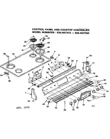 Control panel and cooktop assemblies