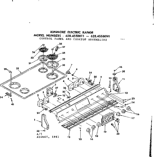 Control panel and cooktop assemblies