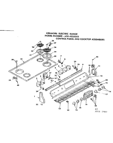 Control panel and cooktop assemblies