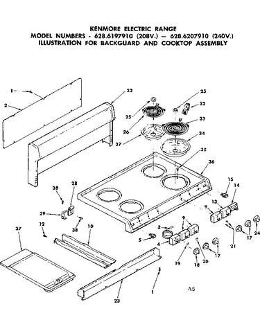 Backguard and cooktop assembly