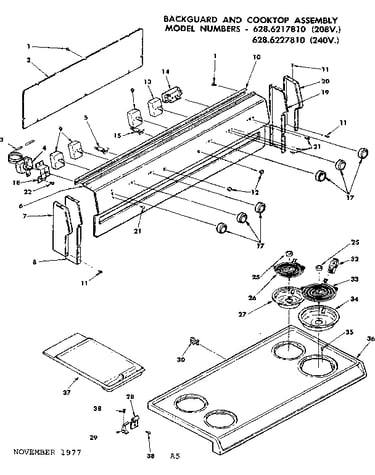 Backguard and cooktop assembly