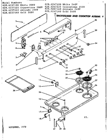 Backguard and cooktop assembly