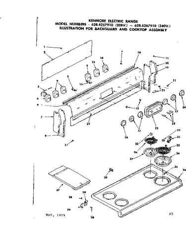 Backguard and cooktop assembly