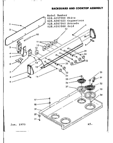 Backguard and cooktop assembly