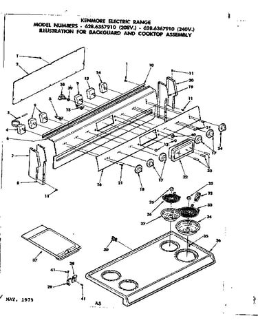 Backguard and cooktop assembly