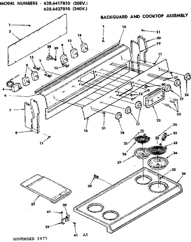 Backguard and cooktop assembly