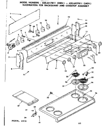 Backguard and cooktop assembly