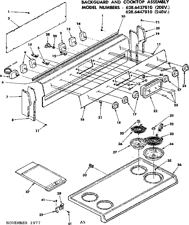 BACKGUARD AND COOKTOP ASSEMBLY