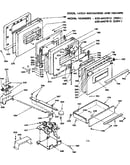 Door, latch mechanism and drawer