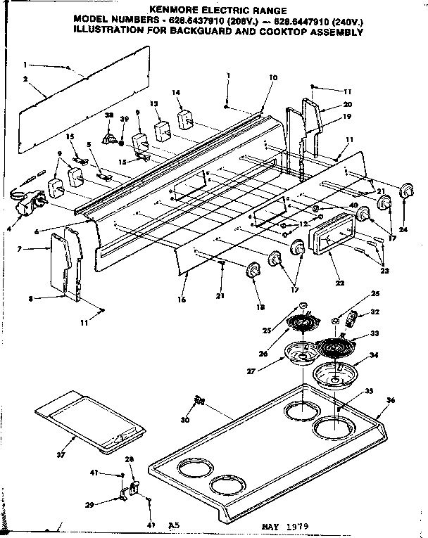 BACKGUARD AND COOKTOP ASSEMBLY