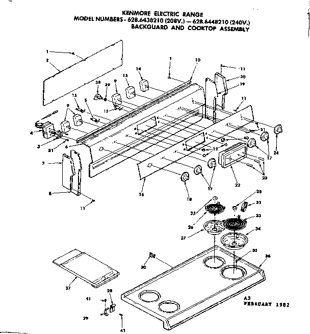 BACKGUARD AND COOKTOP ASSEMBLY