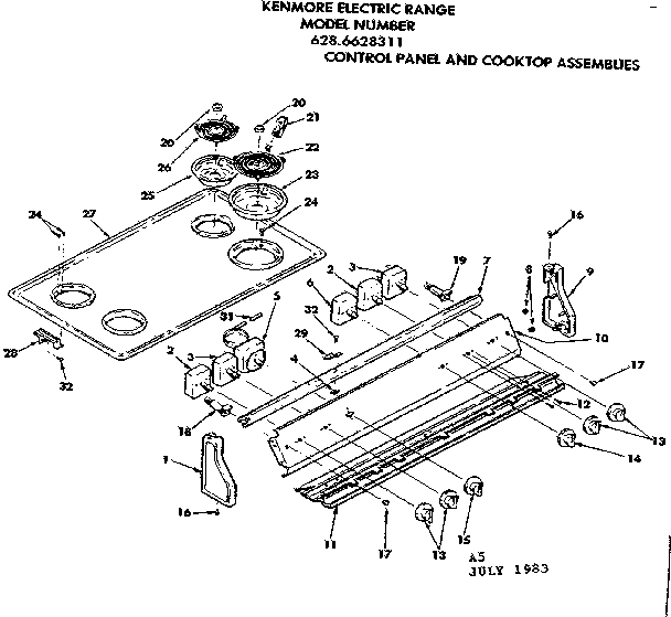 Control panel and cooktop assemblies