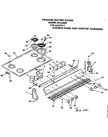 Control panel and cooktop assemblies