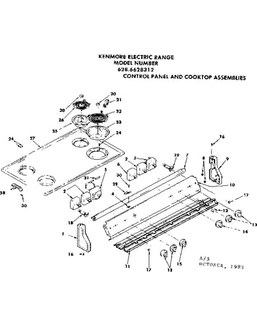 Control panel and cooktop assemblies